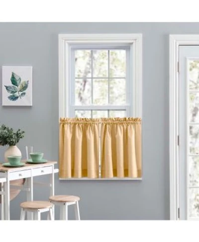 Ellis Curtain Lisa Solid Color Poly Cotton Duck Fabric Tailored Tier 56 X22 X 24 X22 Butter