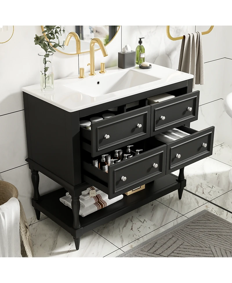 Lovmor 36inch Bathroom Vanity Cabinet with Sink Combo Set Undermount Ceramic Sink Free Standing Vanity Set