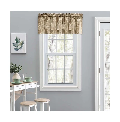 Ellis Curtain Lexington Leaf Pattern on Colored Ground Tailored Valance 58"x15" Tan