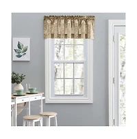 Ellis Curtain Lexington Leaf Pattern on Colored Ground Tailored Valance 58"x15" Tan