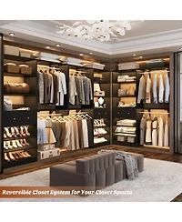Aheaplus Closet System with Drawer, 5FT Organizer 2 Hanging Rods and Adjustable Shelf, Reversible