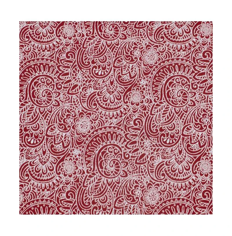 Ellis Segovia Printed Paisley Pattern on Ground 3" Rod Pocket Tailored Pairs with Ties 100"x54" Red