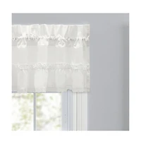 Ellis Curtain Madelyn Ruffled Victorian 1.5" Rod Pocket Valances for Windows 60" x 16" Natural
