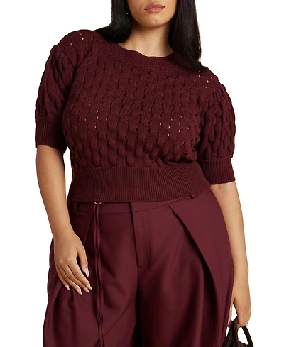 Eloquii Women's Bubble Stitch Sweater