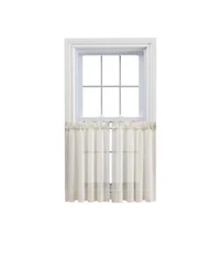 Ellis Curtain Cotton Voile 1.5 X22 Rod Pocket Tailored Tier Pair For Windows 80 X22 X 36 X22 Natural