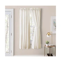 Ellis Classic Tailored Design in a Perma Press Fabric 3" Rod Pocket Tailored Pair with Ties 80"x96" Natural