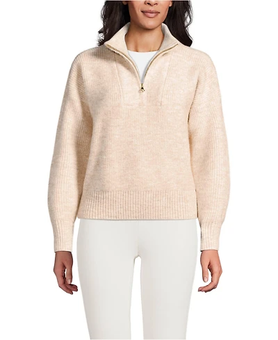 Lands' End Women's Fuzzy Wedged Quarter Zip Sweater