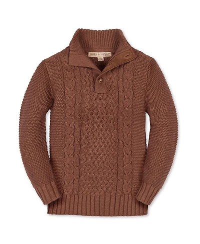 Hope & Henry Boys Organic Mock Neck Cable Sweater