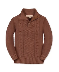 Hope & Henry Boys Organic Mock Neck Cable Sweater