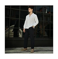 Campus Sutra Men's Daisy White Double-Breasted Moziac Shirt