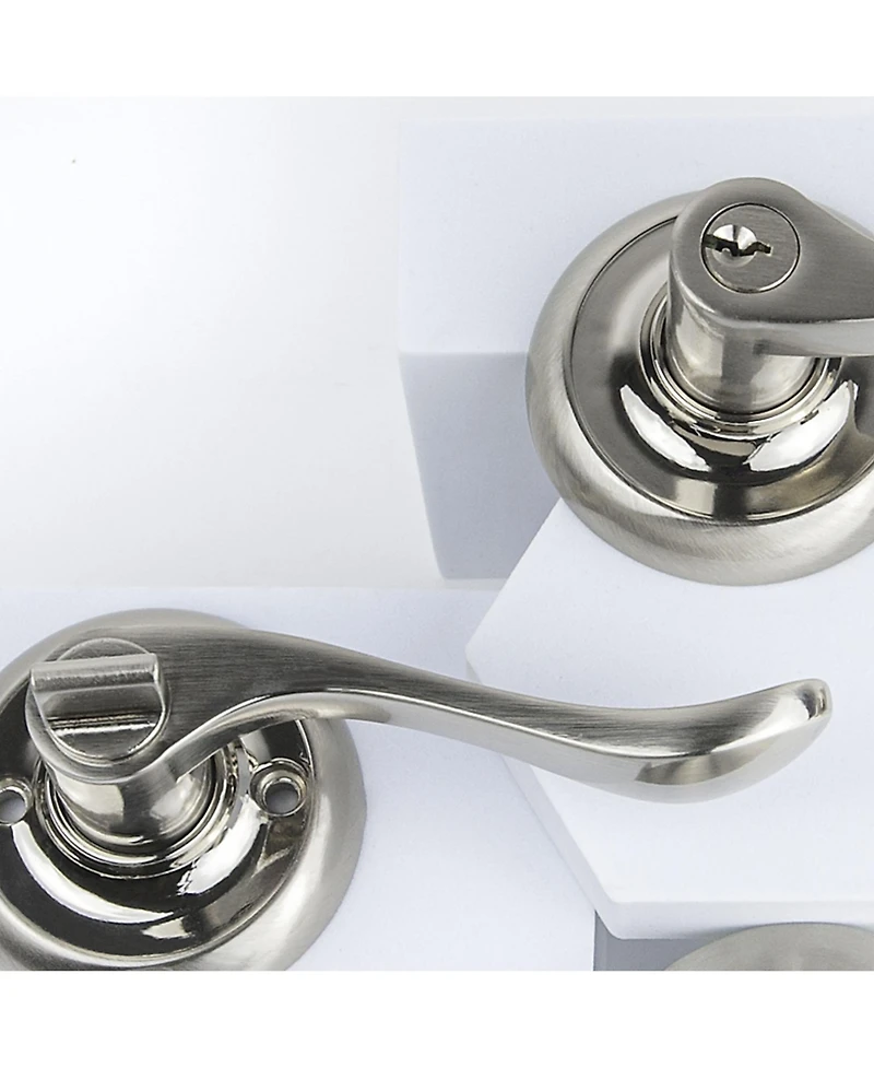 Zinc Alloy Door Lever with Ergonomic Grip, Chamfered Edges, Easy Installation-Sliver 1 Pack