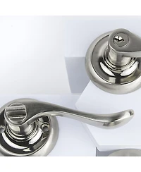 Zinc Alloy Door Lever with Ergonomic Grip, Chamfered Edges, Easy Installation-Sliver 1 Pack