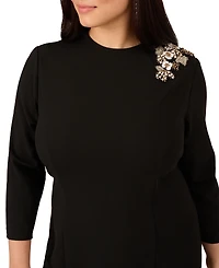 Adrianna Papell Plus Size 3D Floral Detail Midi Dress