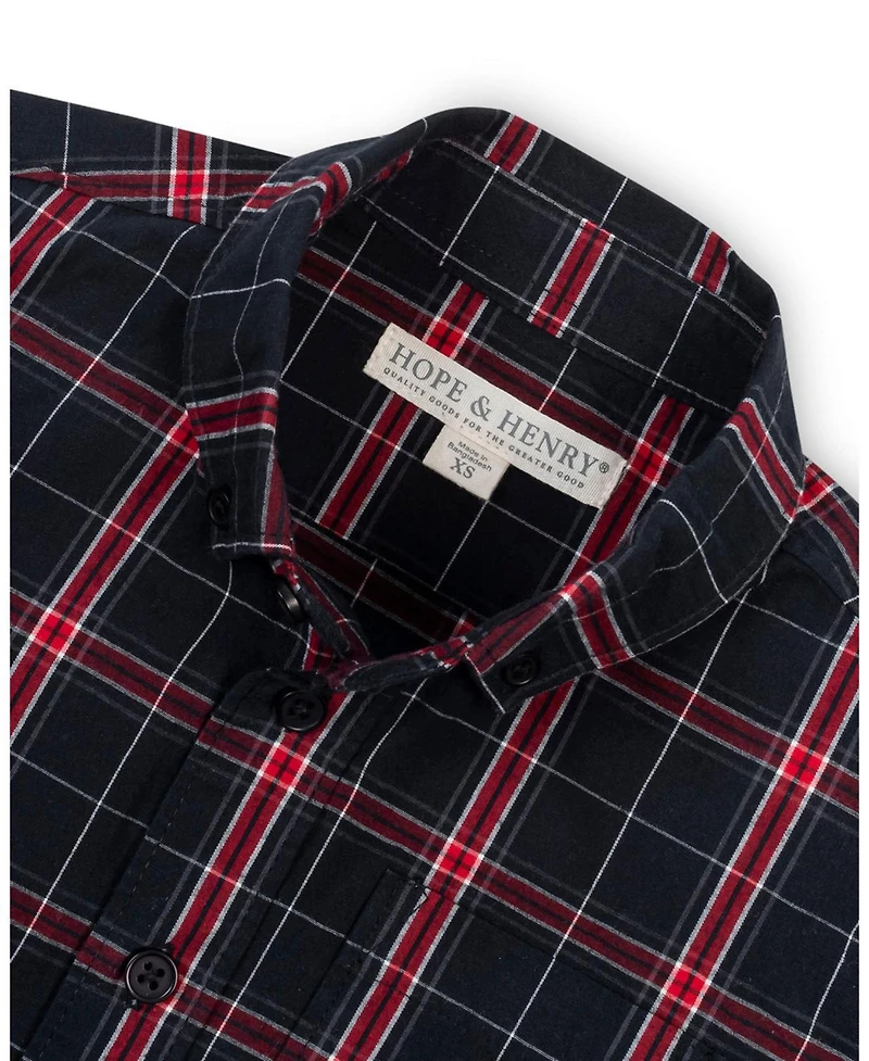 Hope & Henry Boys Organic Long Sleeve Stretch Poplin Shirt
