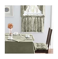 Ellis Curtain Lexington Leaf Pattern on Colored Ground Curtain Tiers 56"x24" Sage