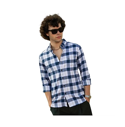 Campus Sutra Men's Navy Blue Bi-Buffalo Check Shirt