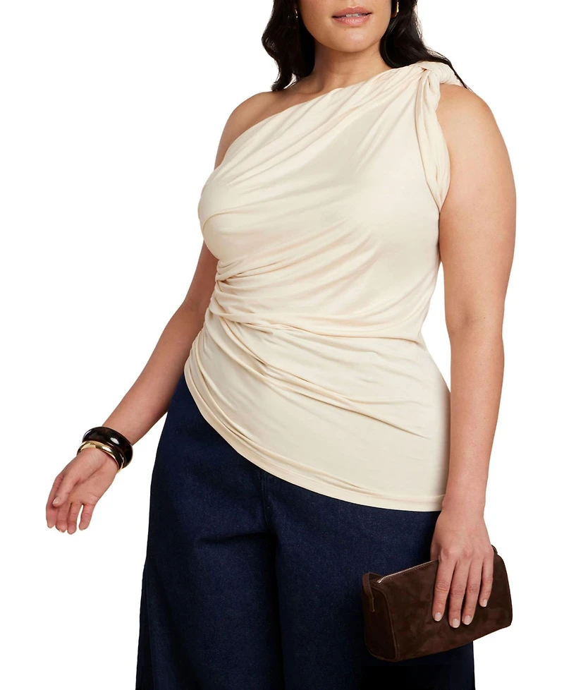 Eloquii Women's Sheer Twist Drape Top