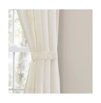 Ellis Curtain Cotton Voile 1.5" Rod Packet Tailored Curtain Panel Pair for Windows 80" x 54" Natural