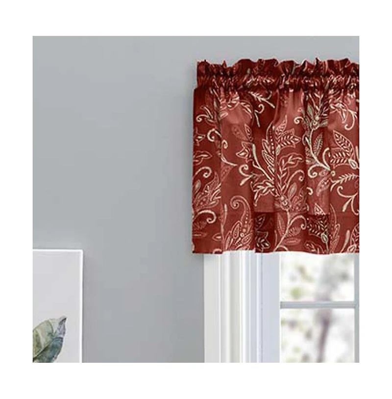 Ellis Curtain Lexington Leaf Pattern on Colored Ground Tailored Valance 58"x15" Brick