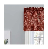 Ellis Curtain Lexington Leaf Pattern on Colored Ground Tailored Valance 58"x15" Brick
