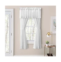 Ellis Classic Tailored Design in a Perma Press Fabric 3" Rod Pocket Tailored Pair with Ties 80"x54" White