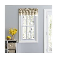Ellis Curtain Cherries Ruffled 1.5" Rod Pocket Valance for Windows 52" x 12" Natural