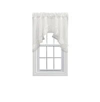 Ellis Curtain Madelyn Ruflled Victorian 1.5" Rod Pocket Swag for Windows Lace Edge 82" x 38" Natural