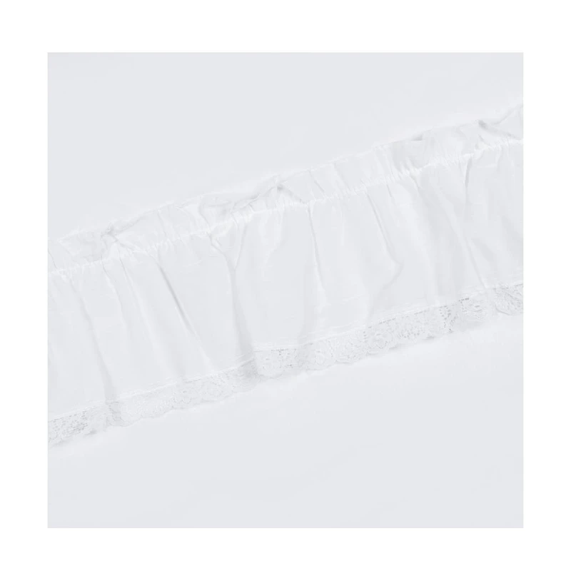 Ellis Curtain Madelyn Ruffled Victorian 1.5" Rod Pocket Valances for Windows 60" x 16" White