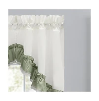 Ellis Curtain Madelyn Ruflled Victorian 1.5" Rod Pocket Swag for Windows Lace Edge 82" x 38