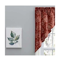 Ellis Curtain Lexington Leaf Pattern on Colored Ground Tailored Swags 56"x36" Brick