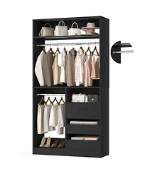 3FT Heavy Duty Closet System, 36'' Free Standing Organizer with 3 Drawers, 2 Hanging Rods and Shelves