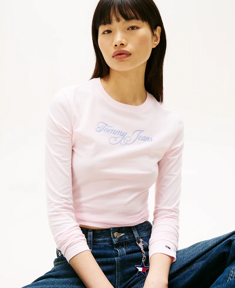 Tommy Jeans Women's Long-Sleeve Script Logo T-Shirt