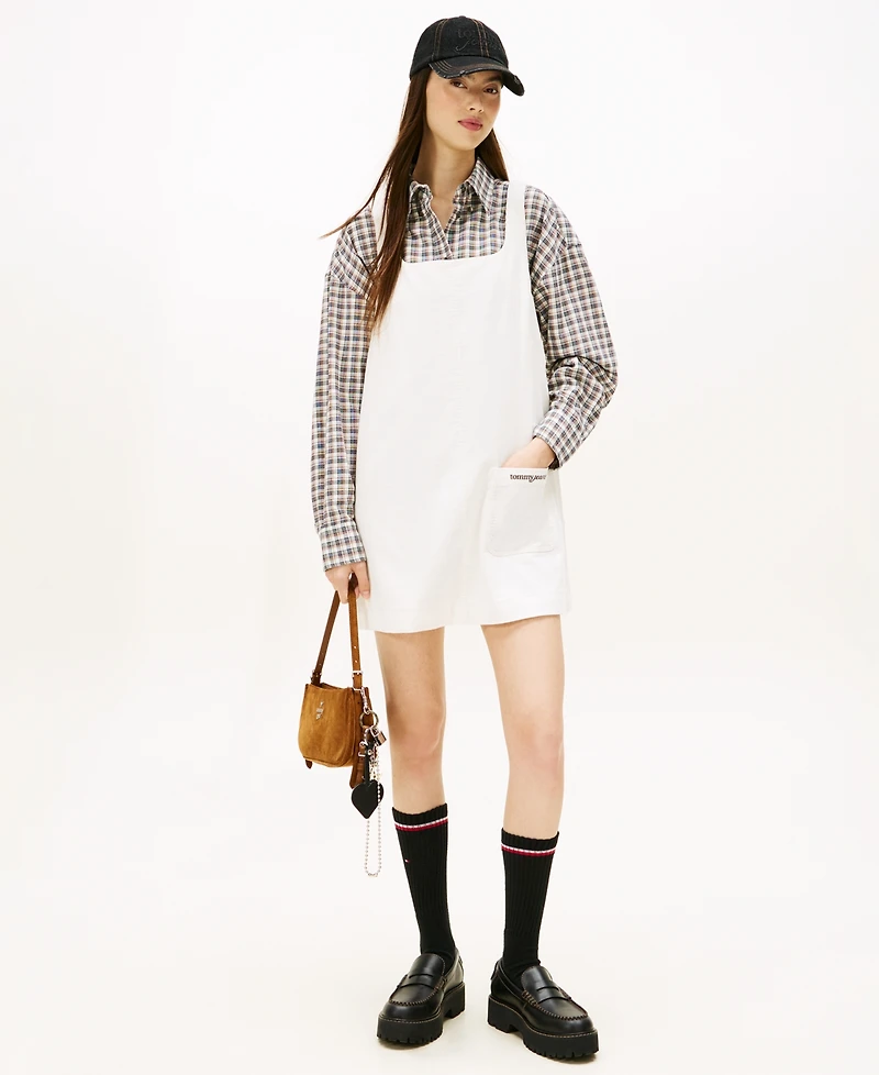 Tommy Jeans Women's Corduroy Pinafore Scoop Neck Dress