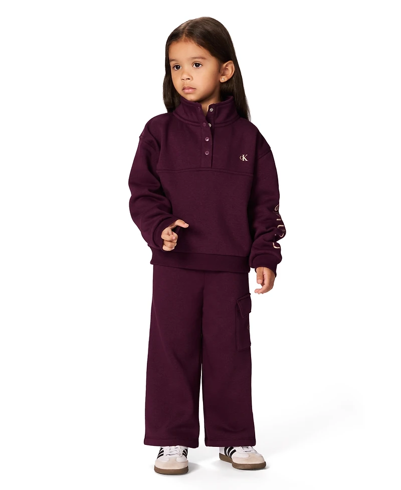 Calvin Klein Girls Toddler 2T-4T 2-Piece Long-Sleeve Sweatshirt and Pants Set