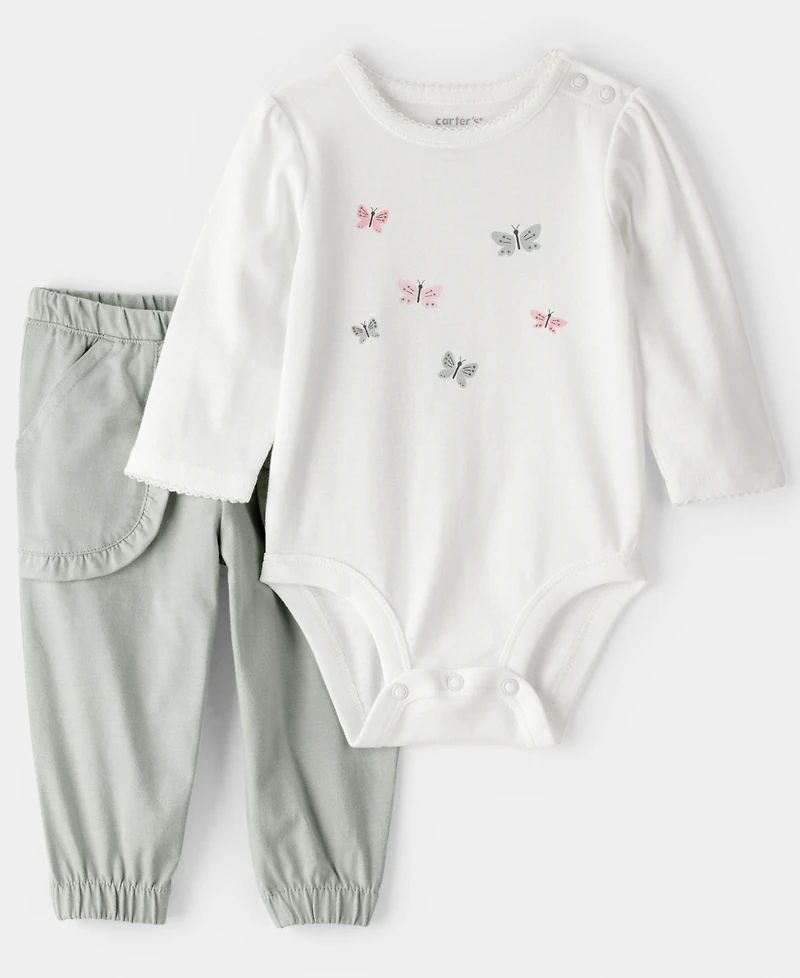 Carter's Baby Girls 2-Piece Butterfly Bodysuit and Pants Set