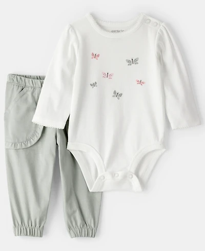 Carter's Baby Girls 2-Piece Butterfly Bodysuit and Pants Set