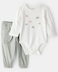 Carter's Baby Girls 2-Piece Butterfly Bodysuit and Pants Set