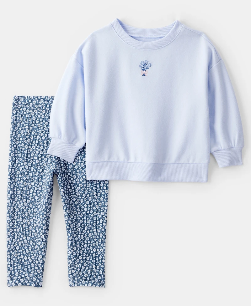 Carter's Baby Girls 2-Piece Floral Long-Sleeve Sweatshirt and Pants Set