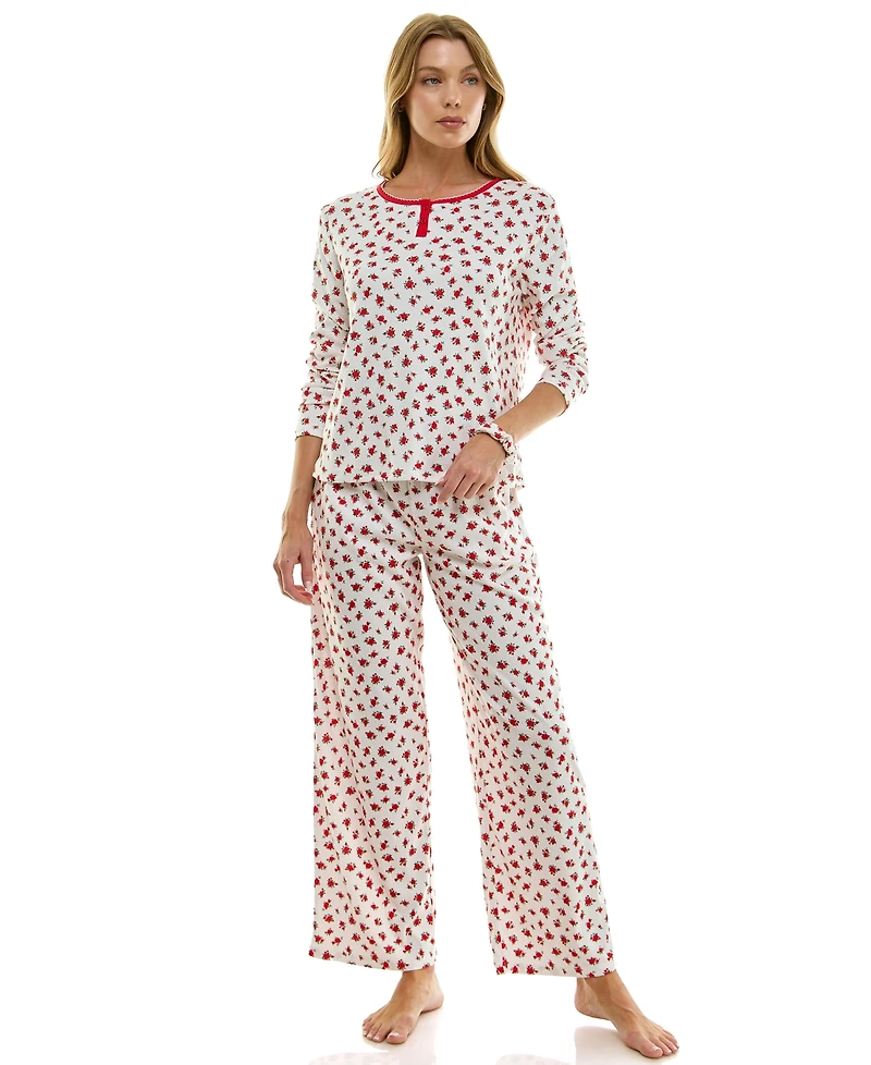 Roudelain Women's 2-Piece Printed Long-Sleeve Top and Pants Set