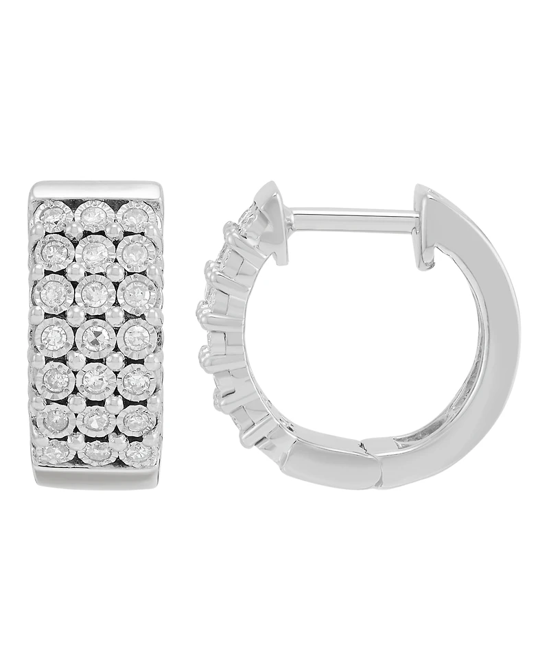 Macy's Diamond Hoop Earrings (1/4 ct. t.w.) in Sterling Silver