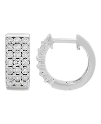Macy's Diamond Hoop Earrings (1/4 ct. t.w.) in Sterling Silver