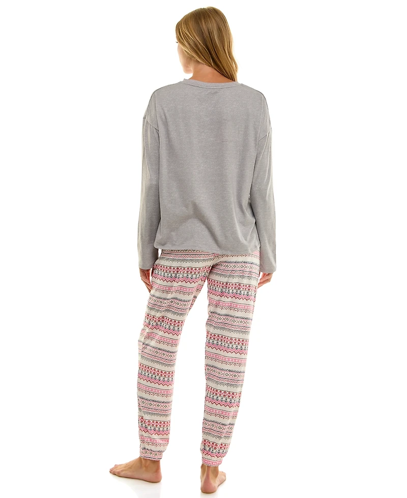 Roudelain Women's Printed Contrast Waistband Joggers