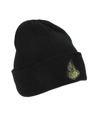 The Grinch Men's Embroidery Black Acrylic Yarn Standard Cuff Beanie