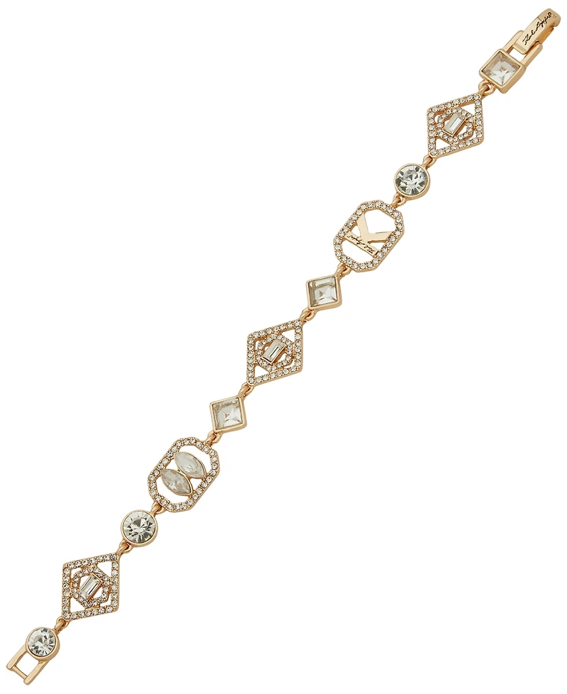 Karl Lagerfeld Paris Glass Crystal Stone Mosaic Logo Flex Bracelet