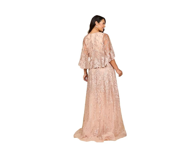 Lara Women's Cape Sleeve Mother's Gown