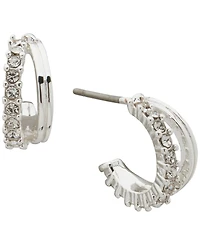 Anne Klein 2-Pc. Cubic Zirconia Silver-Tone Round and Baguette Earrings Set