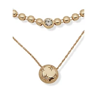 Anne Klein 2 in 1 Glass Bezel Stone Crystal Star Multirow Necklace