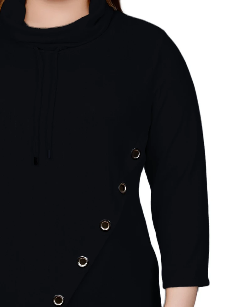 Ny Collection Women's Plus Grommet Hem 3/4 Sleeve Top