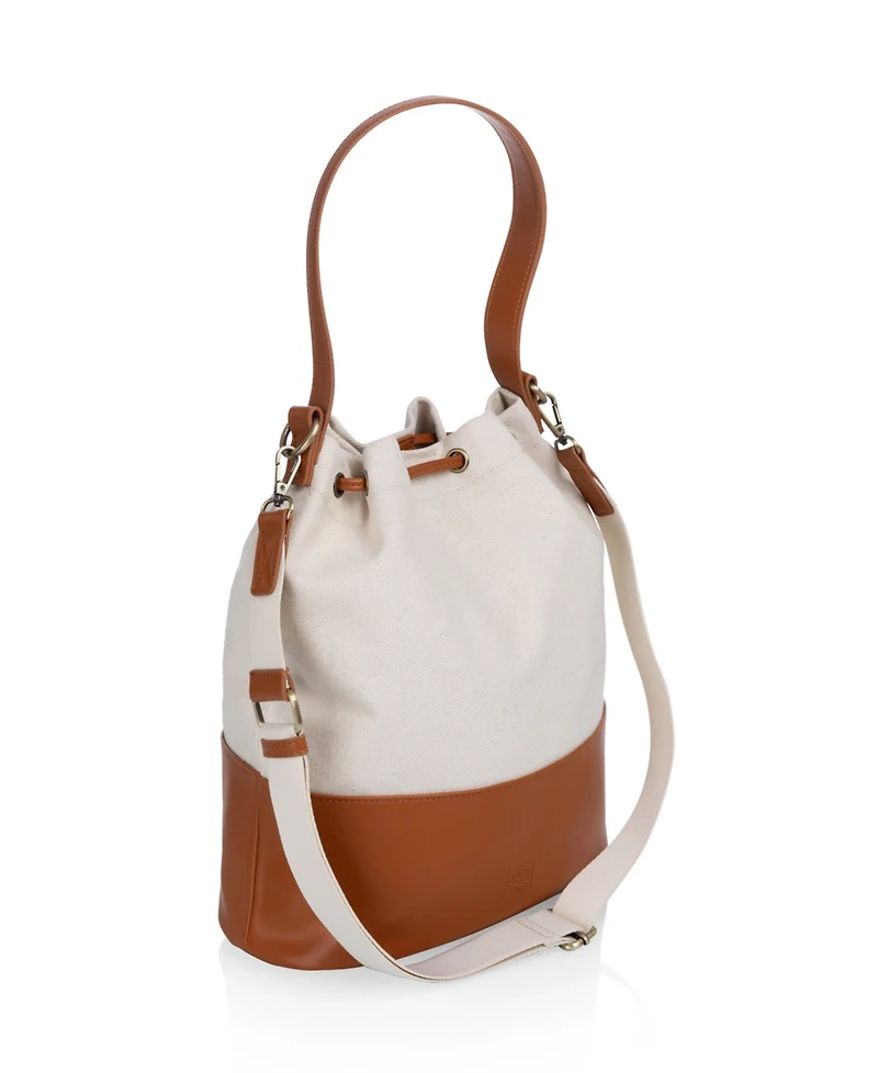 Picnic Time Sirolo Canvas and Leatherette 11.8" Bucket Tote Bag