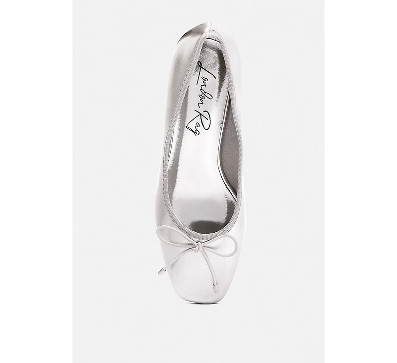 laga metallic low block heel ballerinas